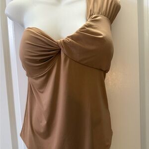 Express Tan One-Shoulder Body Contour Bodysuit